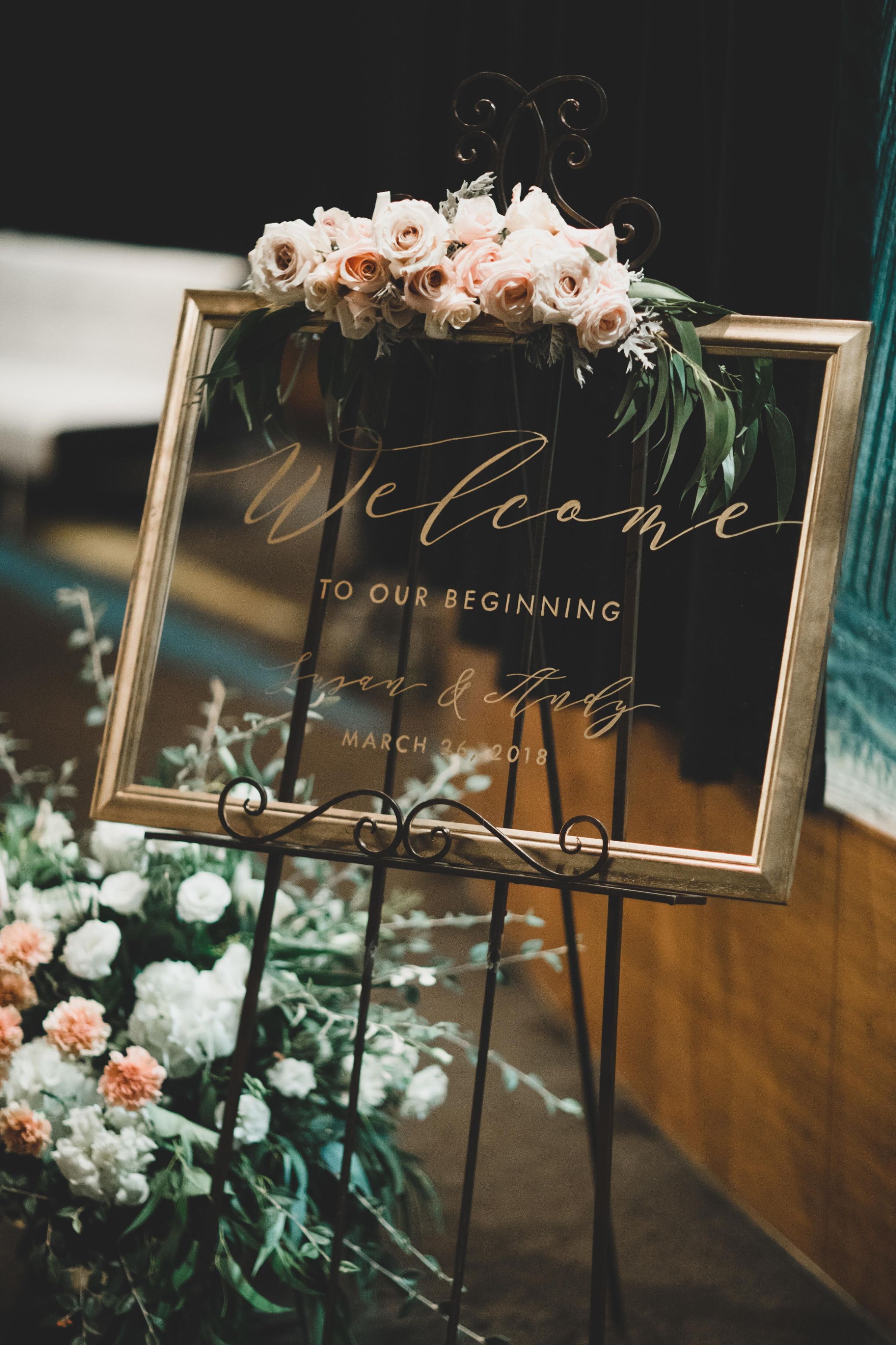 Personalised Welcome Sign - Vintage Gold Frame » Queenstown Wedding Hire
